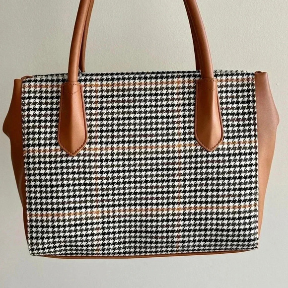 a new day Satchel Handbag,Multicolored/Brown/Green/White Houndstooth Crossbody - Picture 14 of 15